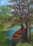 Bob Ross Boot am Steg